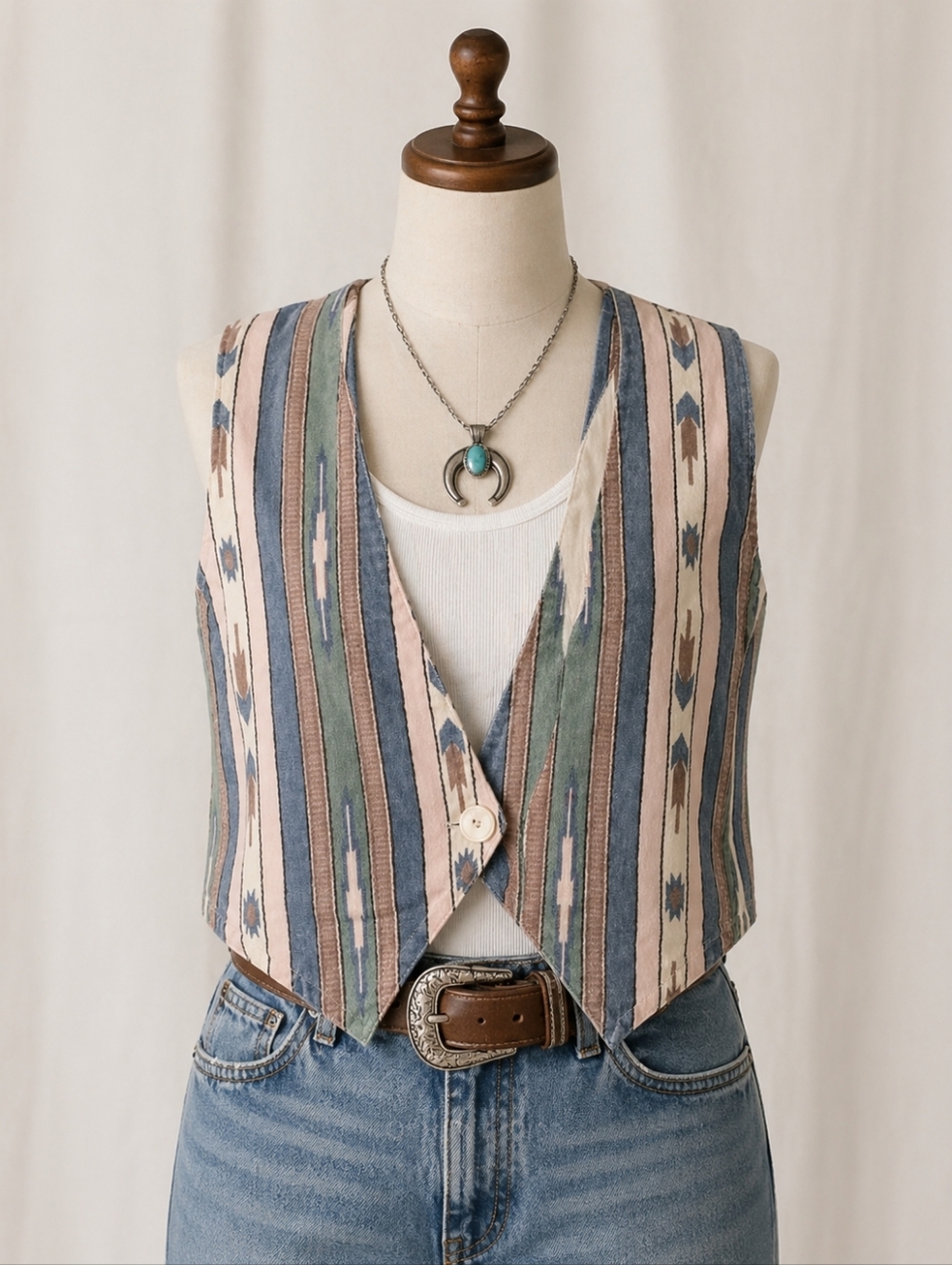 Vintage 90s D.A.K Aztec Western Vest | Rodeo Cowgirl Boho Southwest | Size 1X